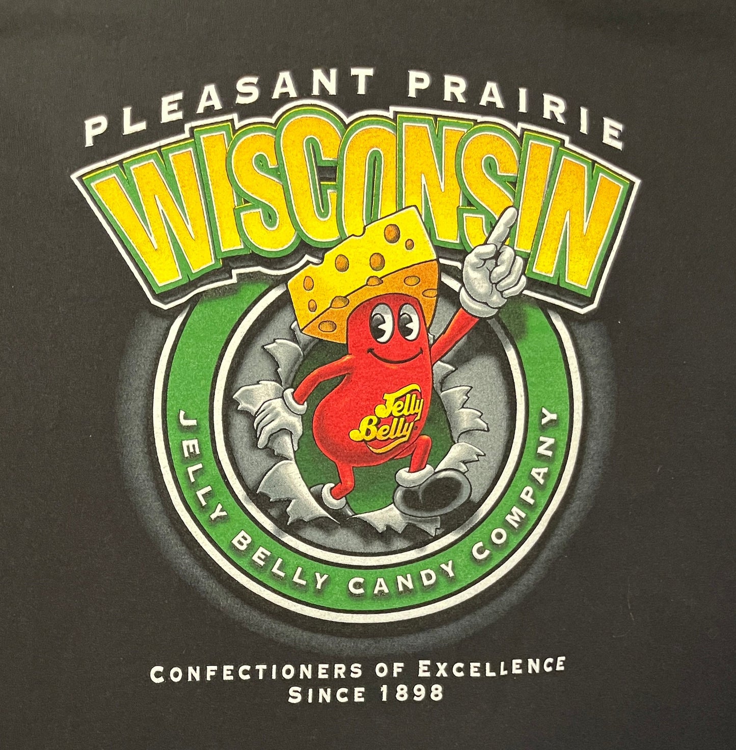 Wisconsin Jelly Belly Candy Company Graphic Tee | Size X-Large | Vintage 2000s Promotional Tourist Black T-Shirt | Free Shipping to USA |