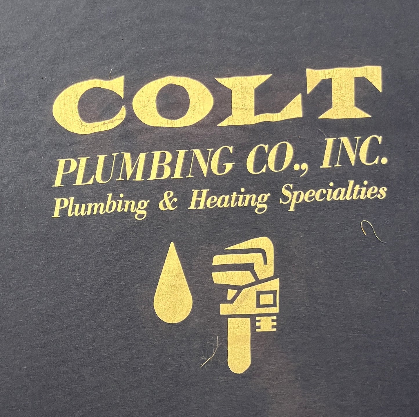 Colt Plumbing Co., Inc. Graphic Tee | Size Large | Vintage 1990s Promotional Single Stitch Blue T-Shirt | Free Shipping to USA |