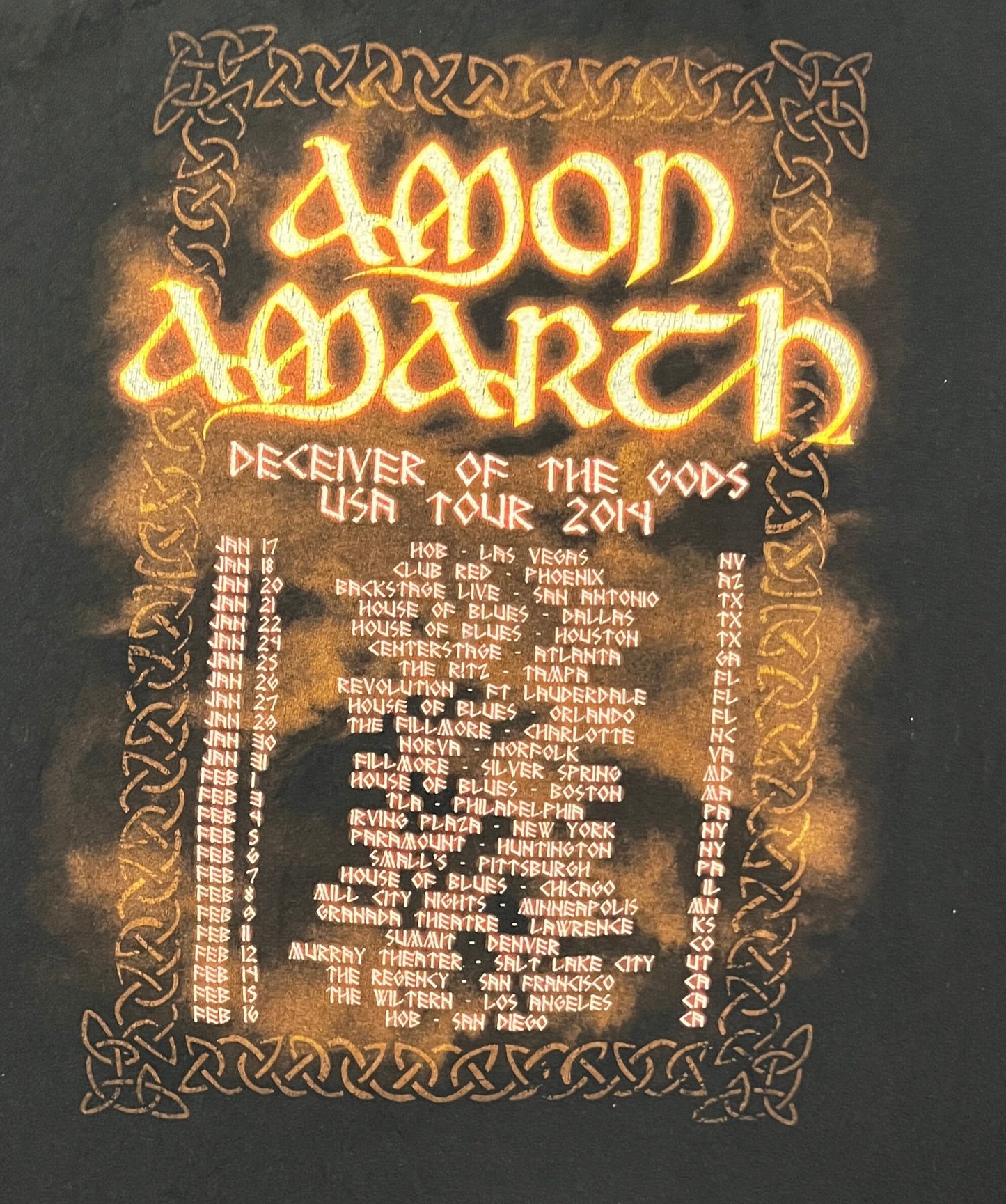 Amon Amarth Deceiver Of The Gods USA Tour 2014 Graphic Tee | Size Medium | Vintage 2000s Metal Band Black T-Shirt | Free Shipping to USA |