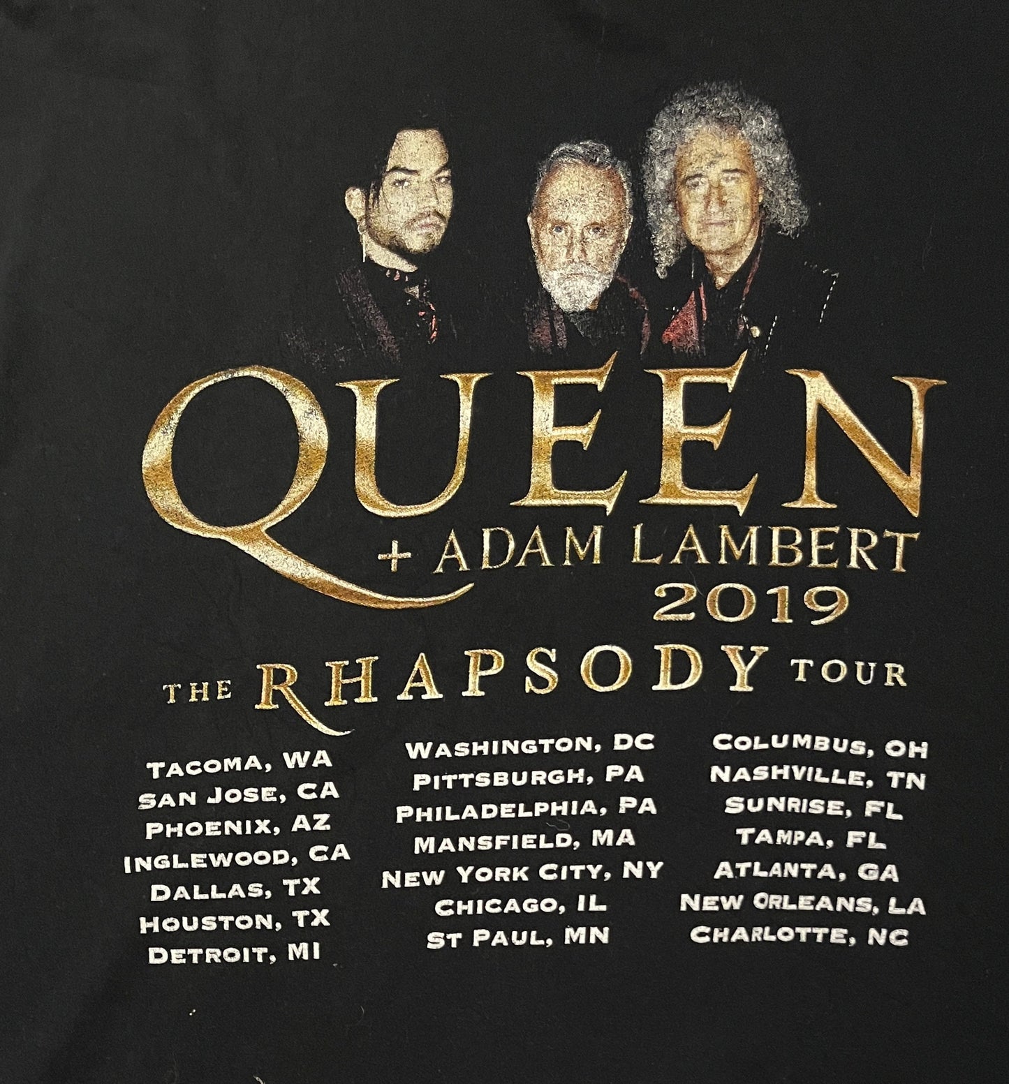 Queen The Rhapsody Tour 2019 Graphic Tee | Size X-Large | Vintage 2000s Music Rock Band Black T-Shirt | Free Shipping to USA|