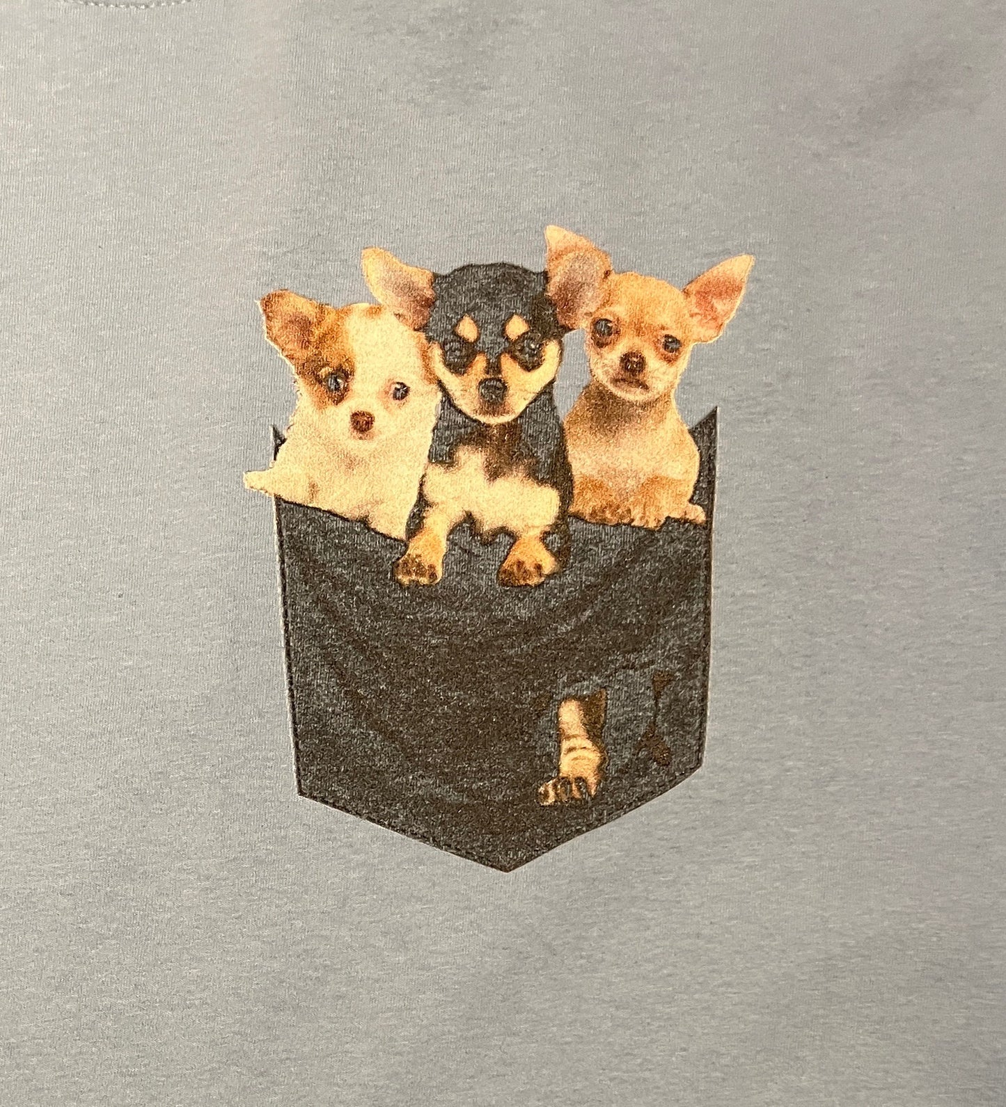 Chihuahua Pocket Graphic Tee | Size Large | Vintage 2000s Cute Animal Dog Blue T-Shirt | Free Shipping to USA |