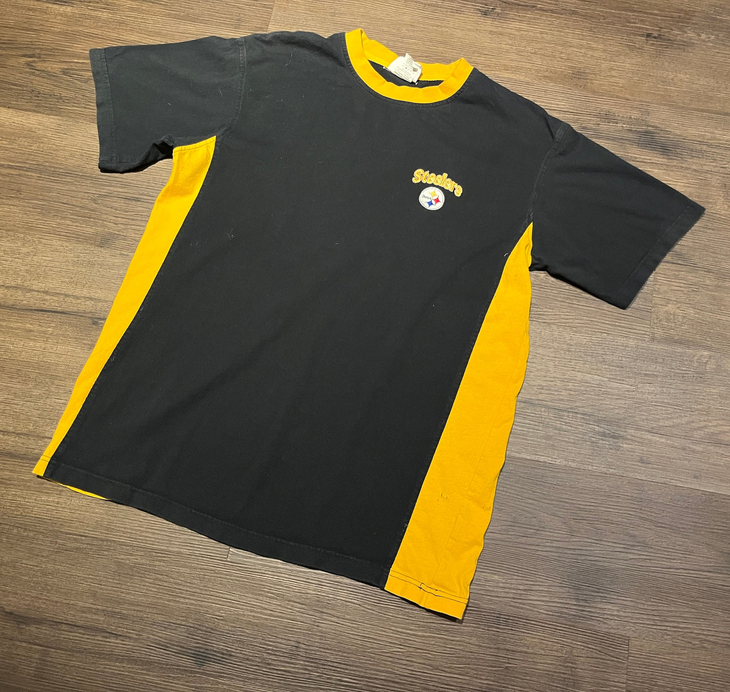 Pittsburgh Steelers Embroidered Graphic Tee | Size Large | Vintage 2000s NFL Football Black T-Shirt | Free Shipping to USA |
