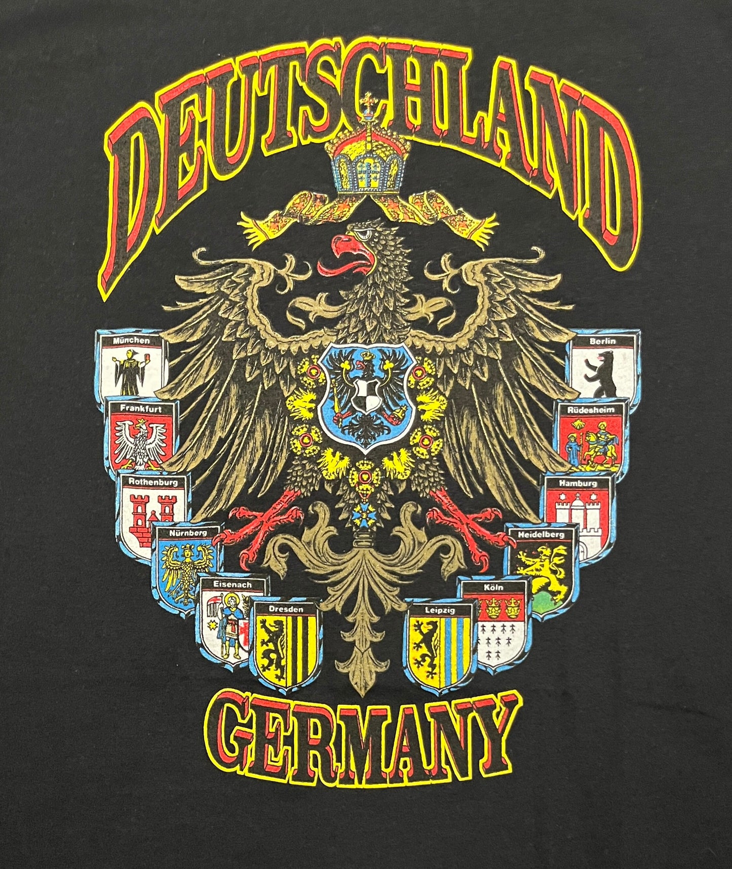 Deutschland Germany Graphic Tee | Size Large | Vintage 2000s Promotional Tourist Black T-Shirt | Free Shipping to USA |