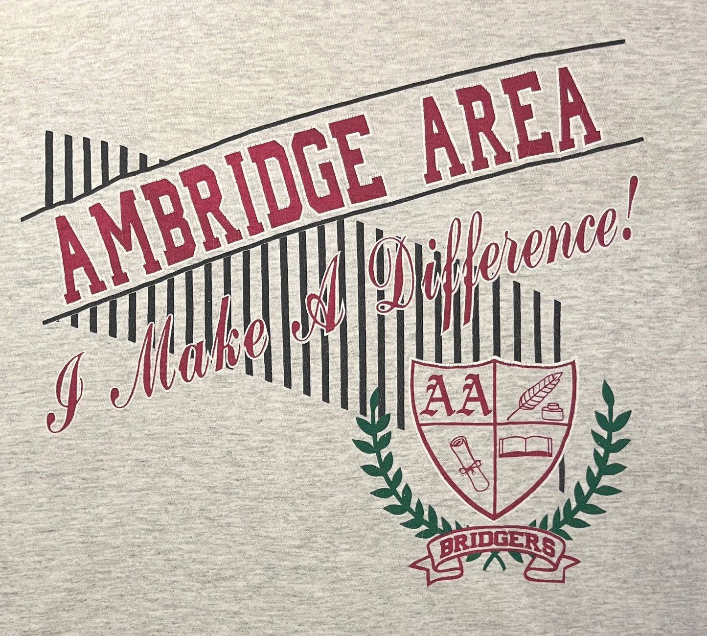 Ambridge Area Badgers Graphic Tee | Size Large | Vintage 1990s Promotional Single Stitch Grey T-Shirt | Free Shipping to USA |