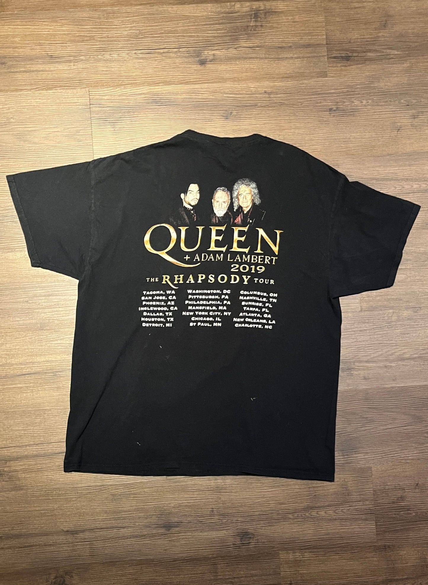 Queen The Rhapsody Tour 2019 Graphic Tee | Size X-Large | Vintage 2000s Music Rock Band Black T-Shirt | Free Shipping to USA|