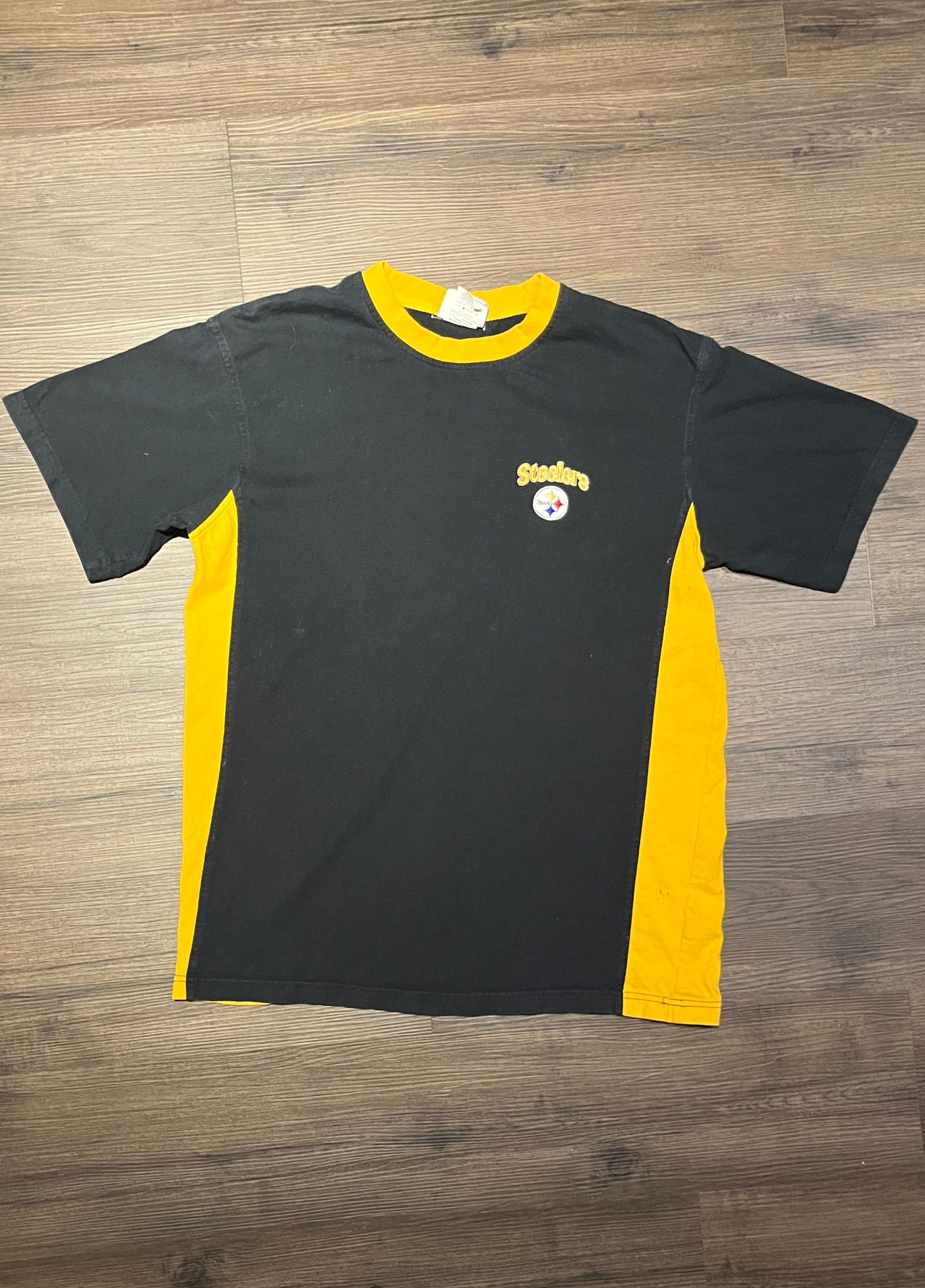 Pittsburgh Steelers Embroidered Graphic Tee | Size Large | Vintage 2000s NFL Football Black T-Shirt | Free Shipping to USA |