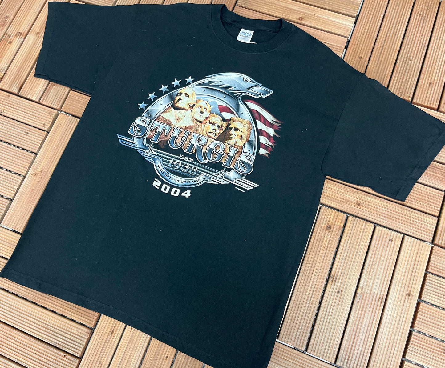 Sturgis Bike Rally Mount Rushmore Graphic Tee | Size XL | Vintage 2000s Motorcycle Biker Black T-Shirt | Sturgis, SD | Free Shipping to USA|