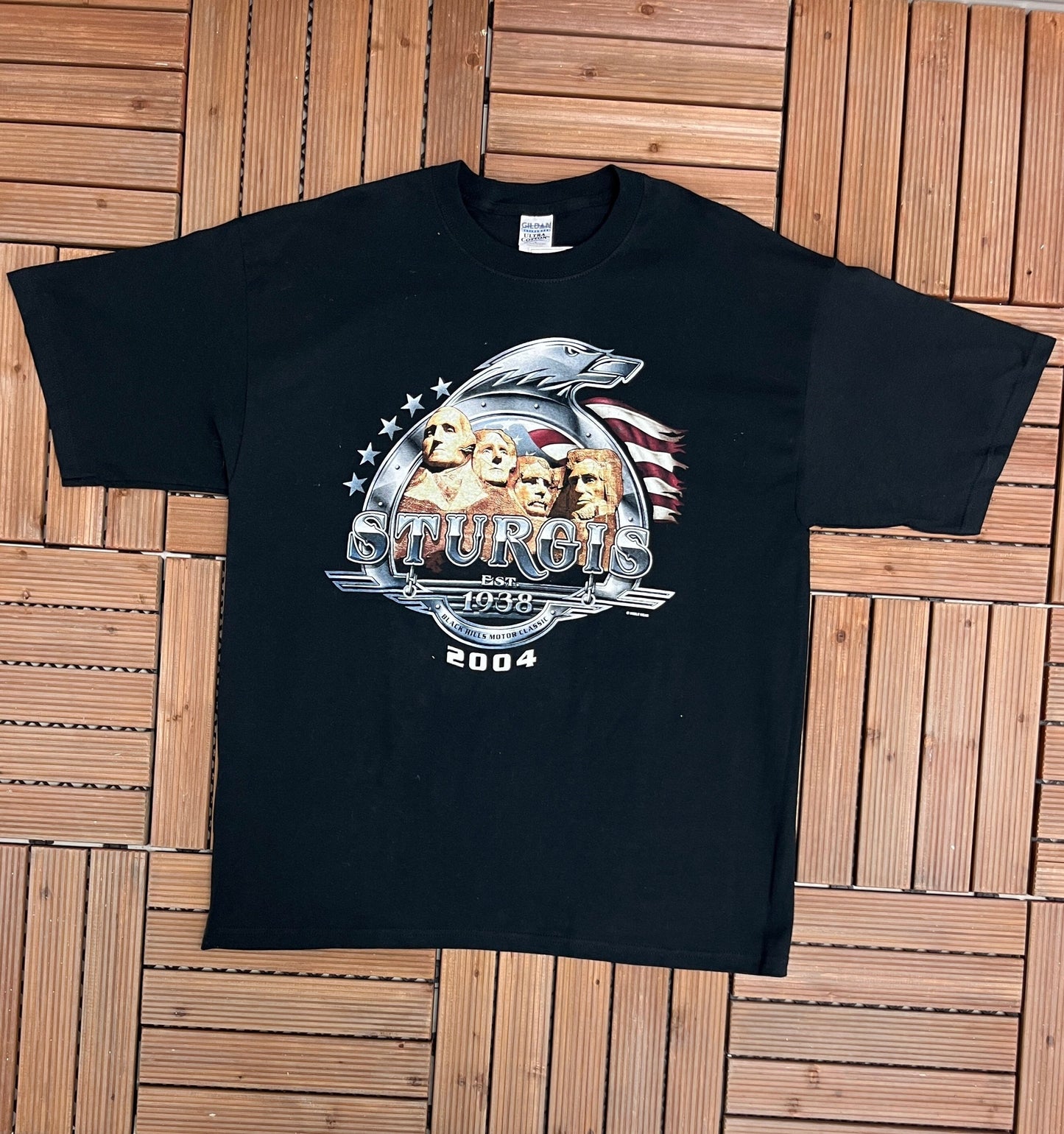 Sturgis Bike Rally Mount Rushmore Graphic Tee | Size XL | Vintage 2000s Motorcycle Biker Black T-Shirt | Sturgis, SD | Free Shipping to USA|