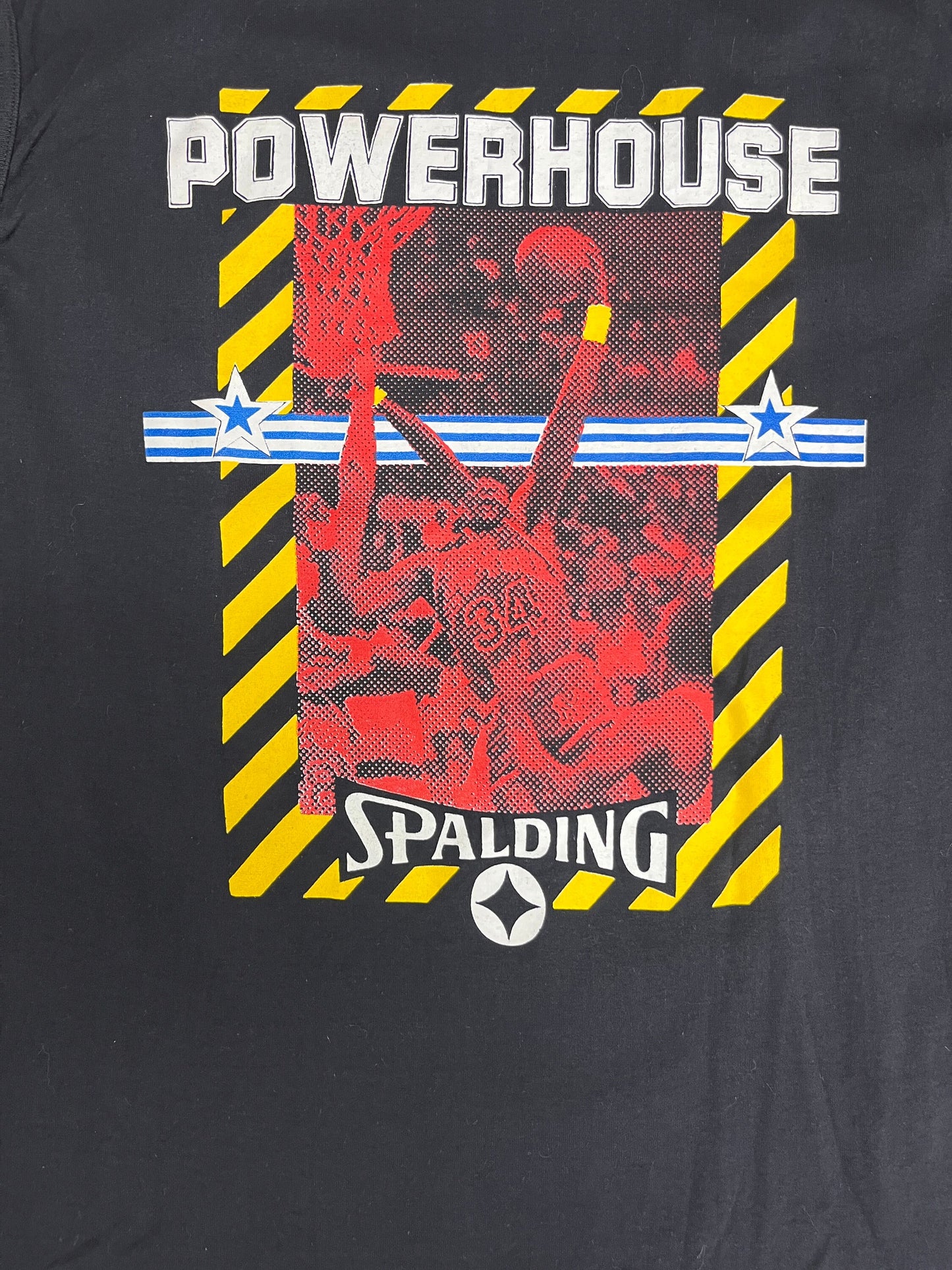 Spalding Powerhouse Shaquille O'Neal Graphic Tee | Size Large | Vintage 1990s Promotional Black T-Shirt |