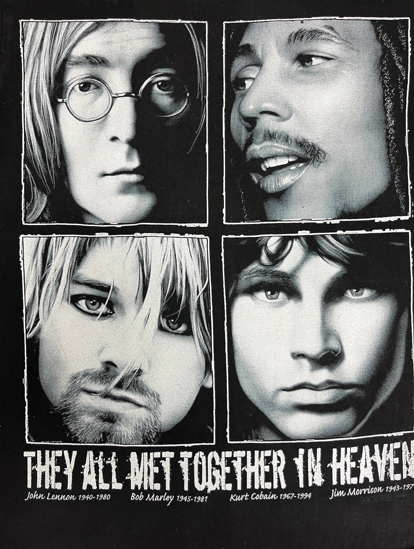 Music Legends They All Met In Heaven Graphic Tee | Size Medium | Vintage 2000s Music Promotional Black T-Shirt |