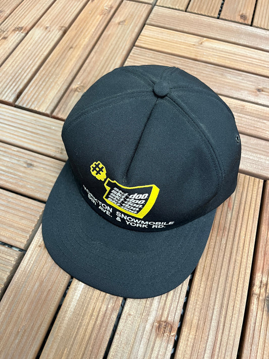 Yorkton Snowmobile Ski-Doo Graphic Hat | One Size With A Snap Back | Vintage 1990s Promotional Black Trucker Cap |