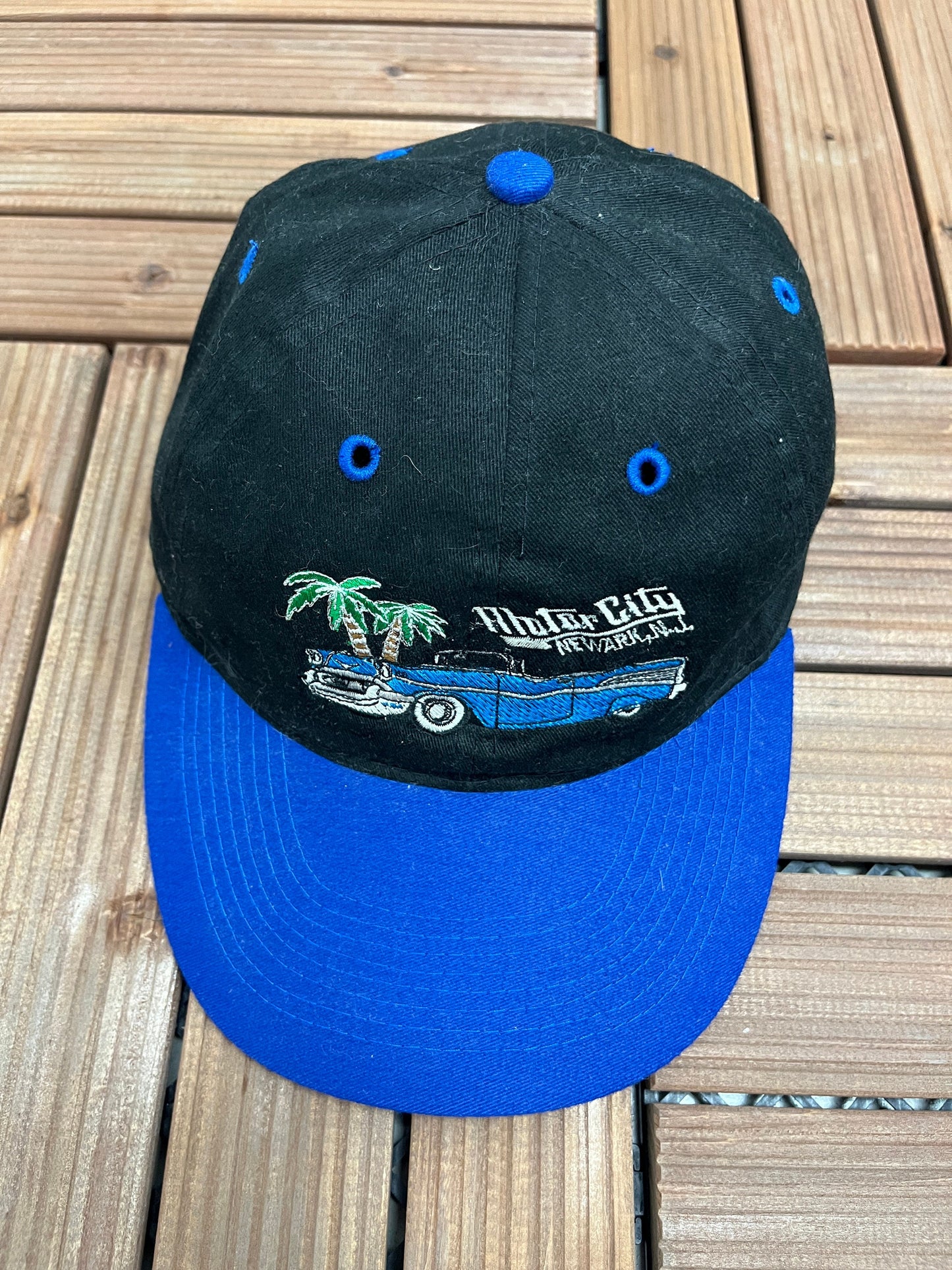 Motor City Newark, New Jersey Embroidered Hat | Adjustable With Clasp | Vintage 1990s Promotional Black Cap |