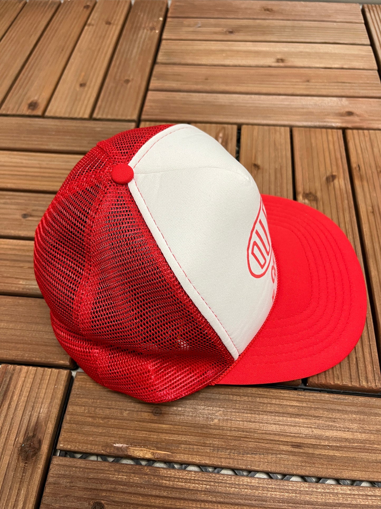 DuPont Primers Graphic Hat | Adjustable With Snap Back | Vintage Trucker Style Red & White Cap |