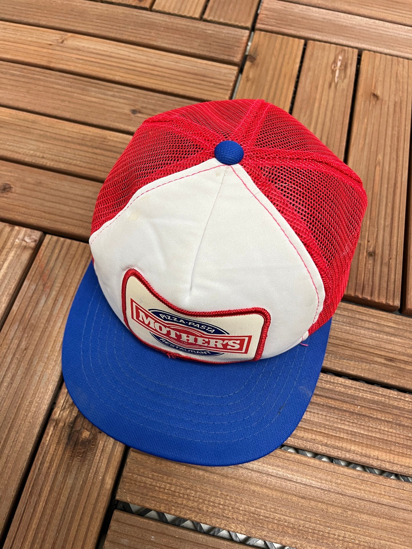 Mother's Restaurant Pizza & Pasta Graphic Hat | Adjustable With Snap Back | Vintage 1990s Promotional Trucker Cap |