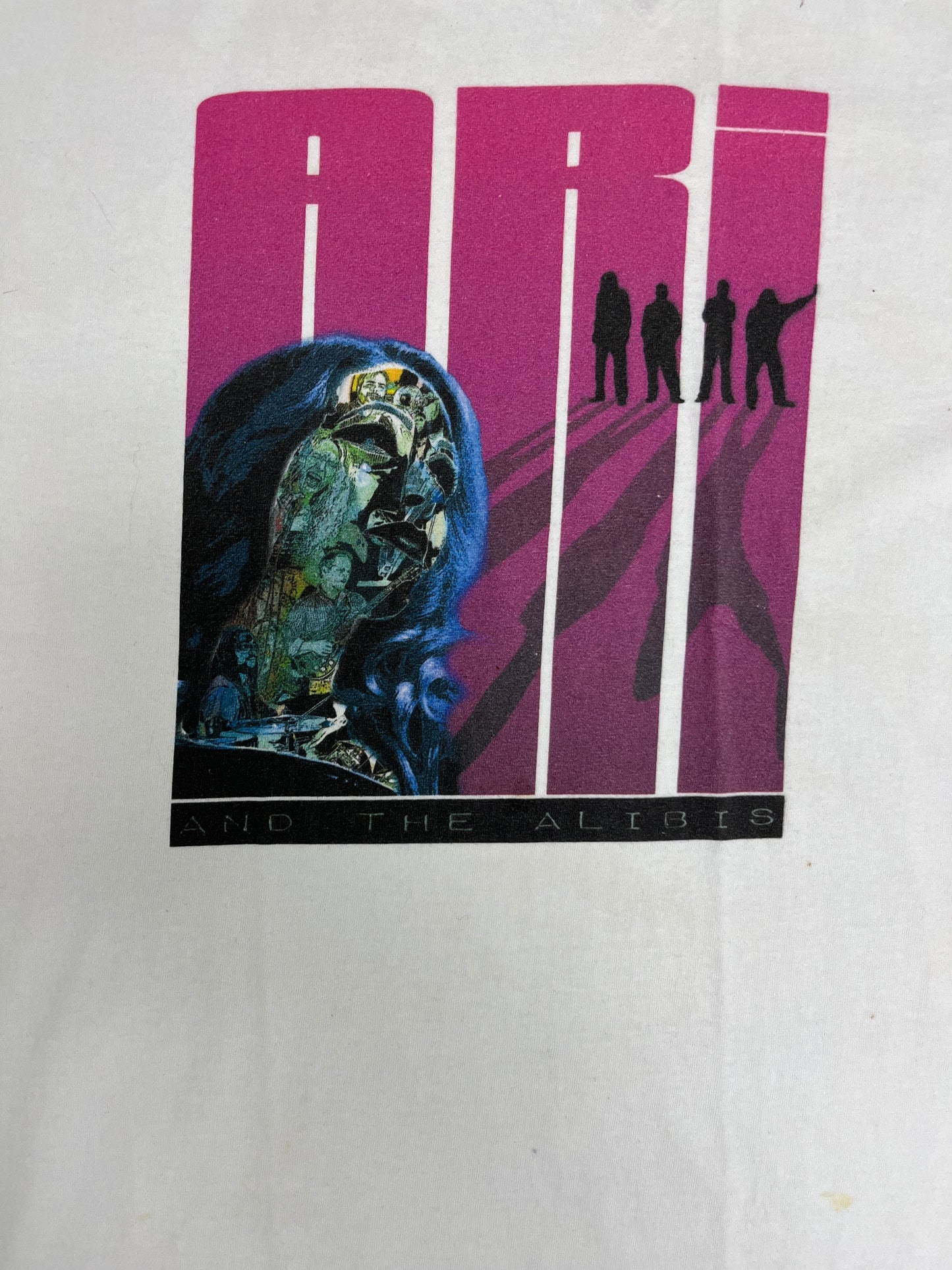 Ari and the Alibis Graphic Tee | Size Medium | Vintage 2000s Jazz Funk and Soul Fusion Music White T-Shirt | Free Shipping to USA |