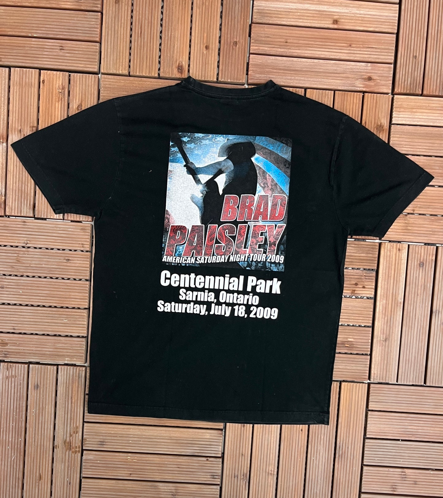 Brad Paisley American Saturday Night Tour Graphic Tee | Size X-Large | Vintage 2000s Country Music Black T-Shirt | Free Shipping to USA|