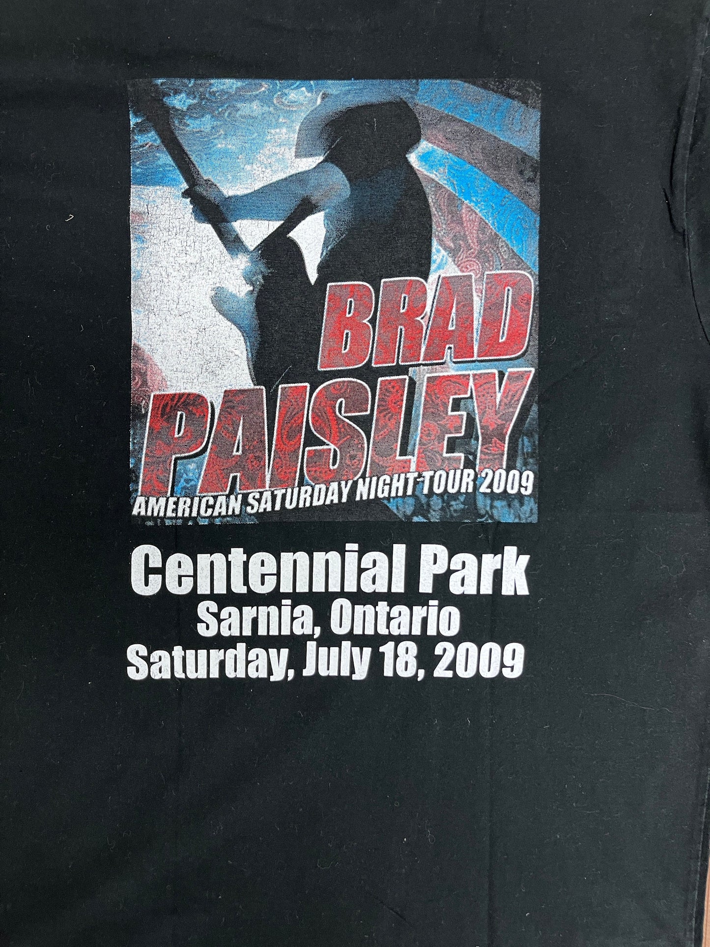 Brad Paisley American Saturday Night Tour Graphic Tee | Size X-Large | Vintage 2000s Country Music Black T-Shirt | Free Shipping to USA|