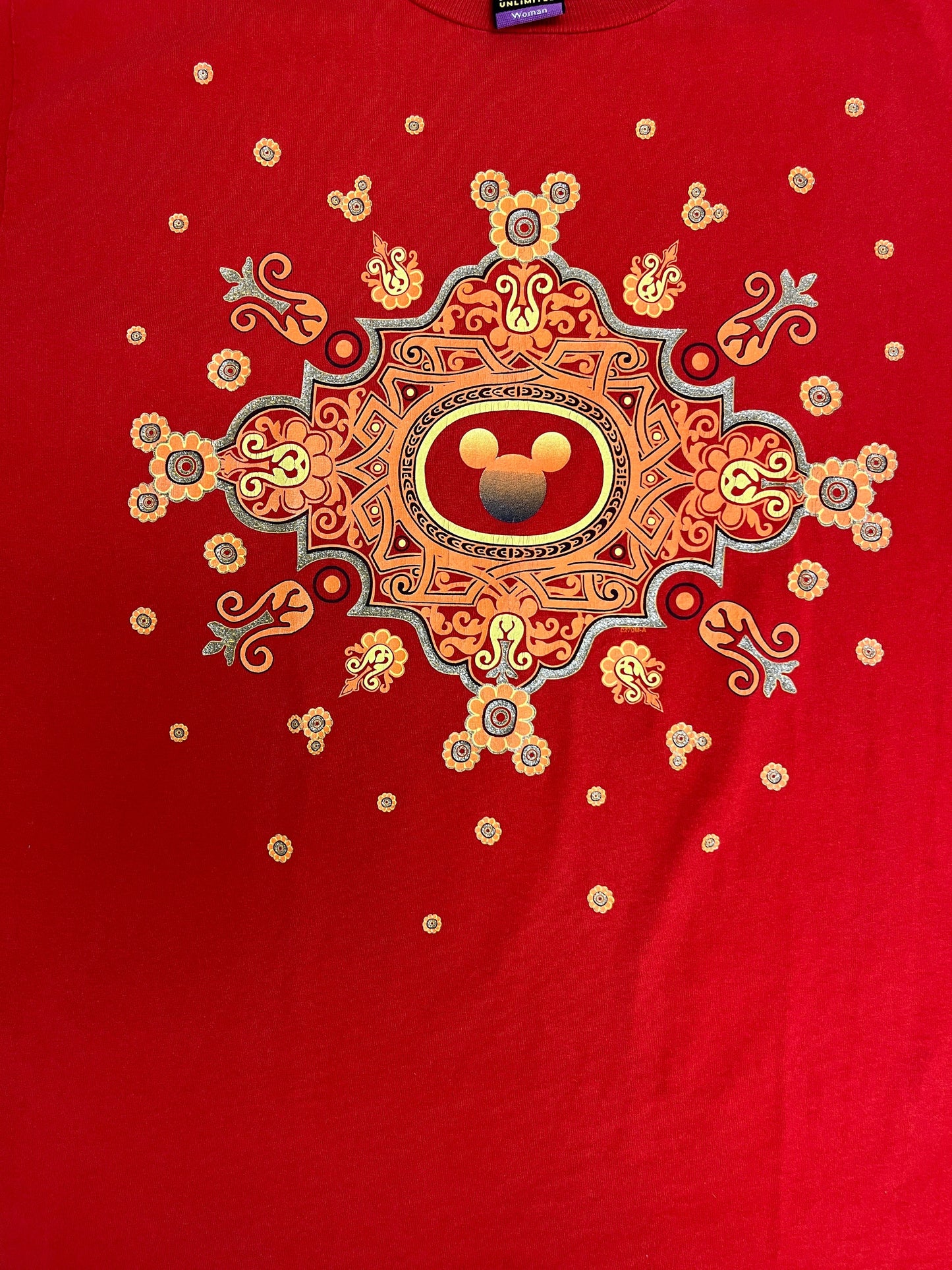 Disney Mickey Mouse Abstract Graphic Tee | Size Women's XL | Vintage 2000s Abstract Design Red T-Shirt | Free Shipping to USA |