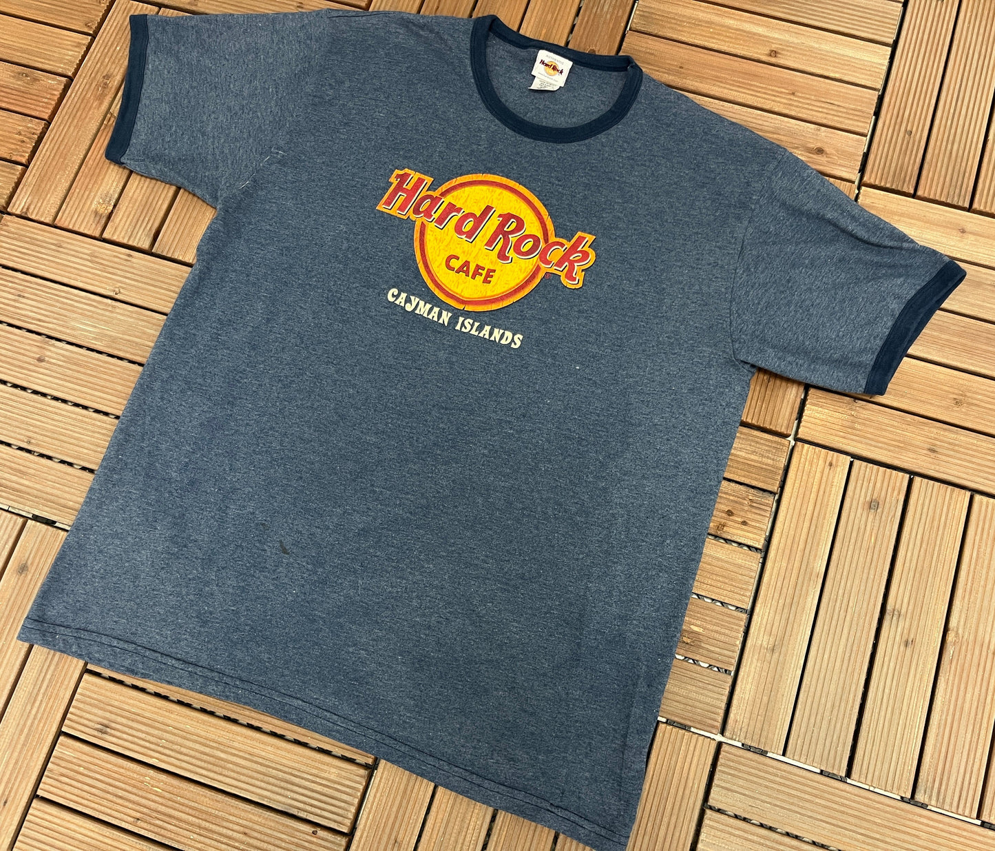 Hard Rock Cafe Cayman Islands Graphic Tee | Size XX-Large | Vintage 1990s Promotional Collectors Blue T-Shirt | Free Shipping to USA |
