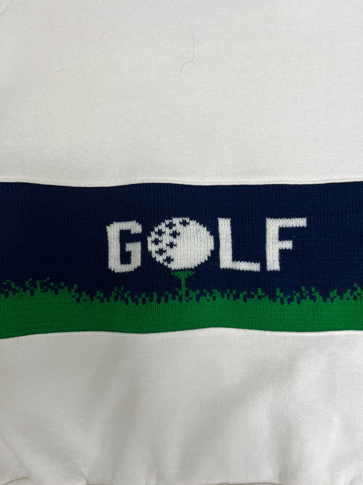 Golfer Spell Out Graphic Sweater | Size Large | Vintage 1990s Colourful Part Knit Sweatshirt | Made in USA |