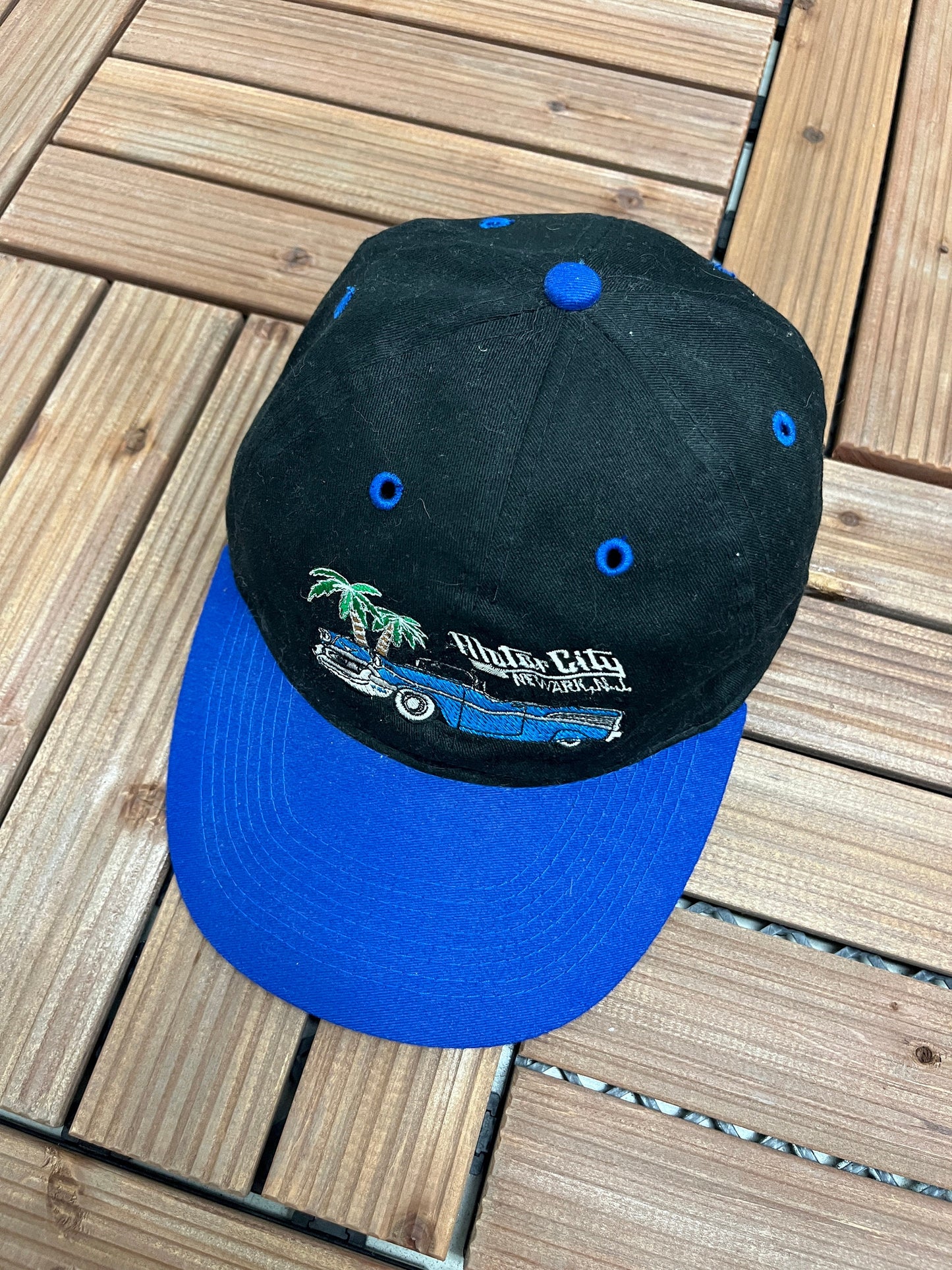 Motor City Newark, New Jersey Embroidered Hat | Adjustable With Clasp | Vintage 1990s Promotional Black Cap |