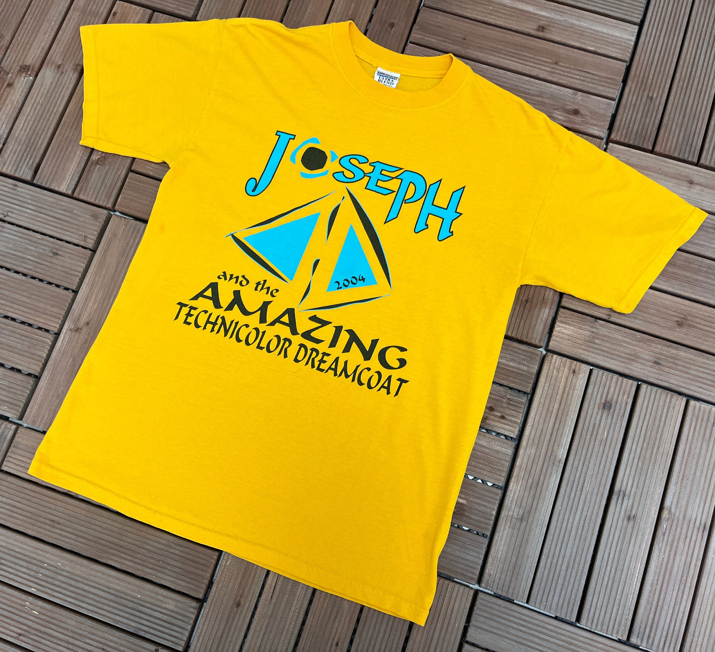 Joseph and the Amazing Technicolor Dreamcoat Graphic Tee | Size Medium | Vintage 2000s Promotional Yellow T-Shirt | Free Shipping to USA |