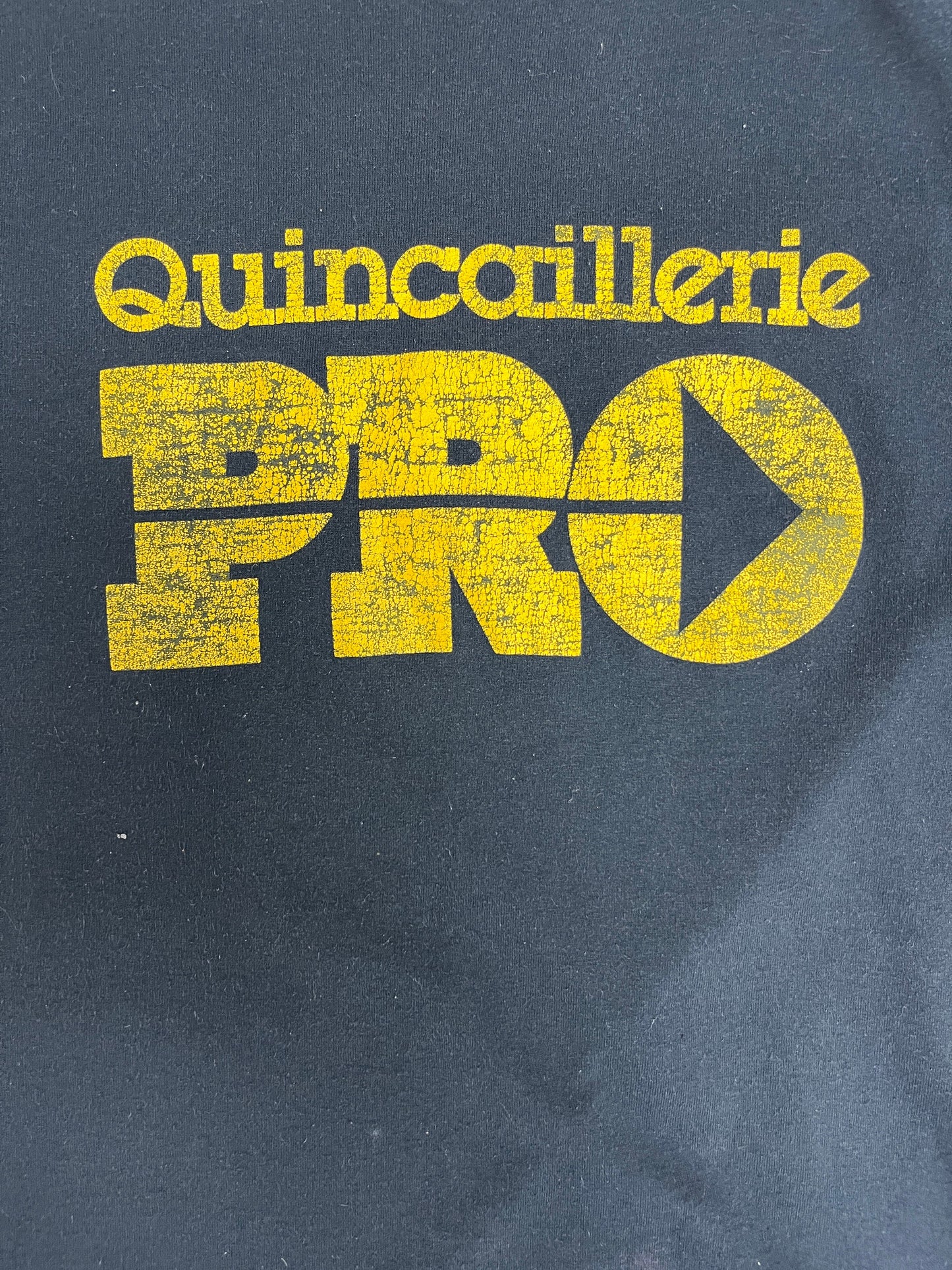Quincaillerie Pro Graphic Tee | Size Medium | Vintage 1990s Single Stitch Promotional Blue T-Shirt |