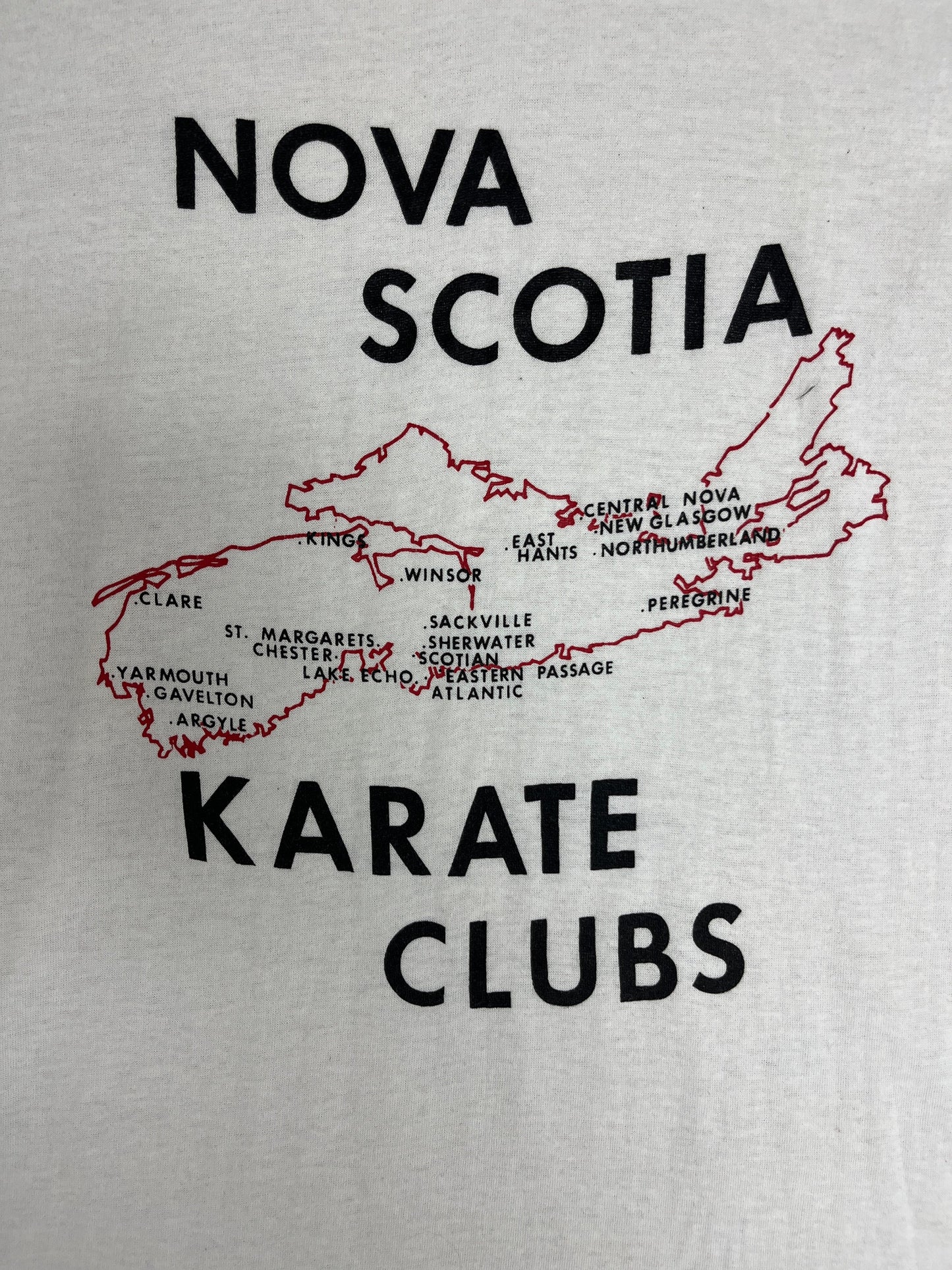 Nova Scotia Karate Clubs Graphic Tee | Size Medium | Vintage 1990s Martial Arts Promotional White T-Shirt |
