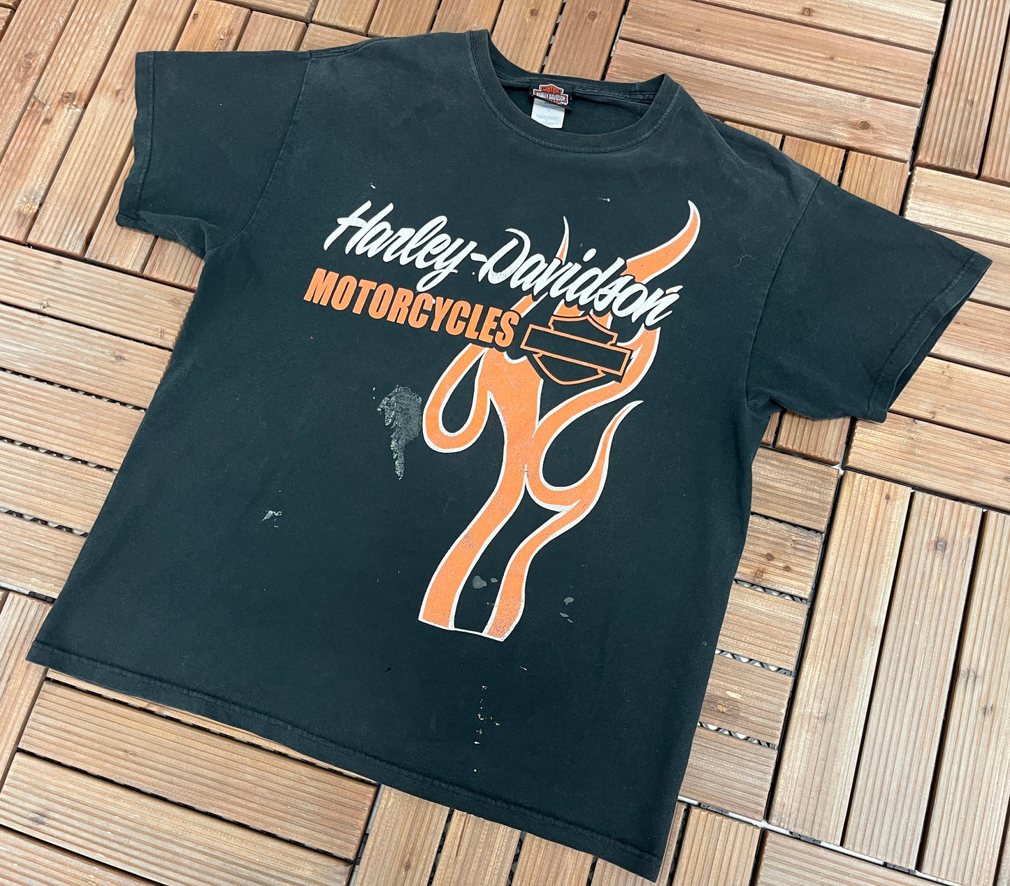 Harley Davidson Motorcycles Graphic Tee | Size Large | Vintage 2000s Motorcycle Biker Black T-Shirt |