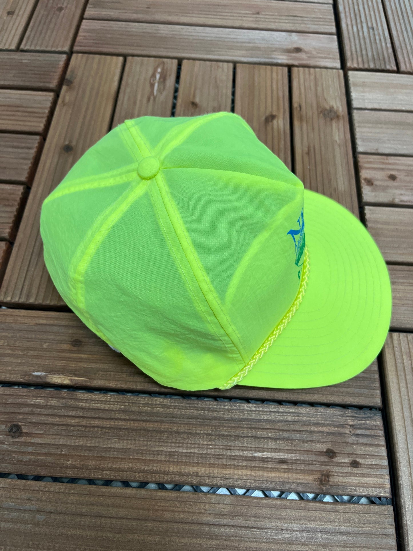 NLGI Sawgrass '95 Graphic Hat | Adjustable With Sliding Strap | Vintage 1990s Promotional Yellow / Green Cap |