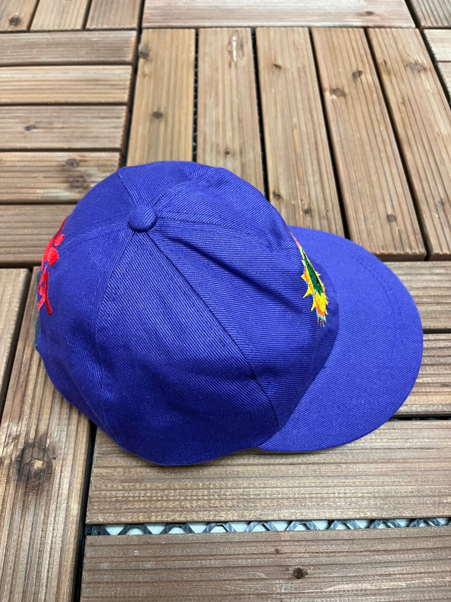 YPT Embroidered Graphic Hat | Adjustable With Leather Metal Clasp | Vintage 1990s Promotional Purple Cap |