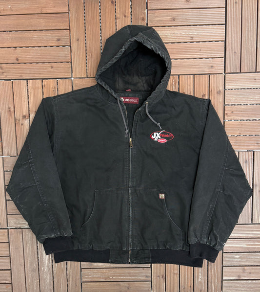 JX Peterbilt Dri Duck Graphic Jacket | Size XX-Large | Vintage 1990s Workwear Black Jacket |