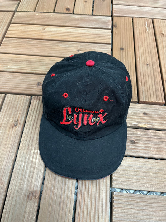 Ottawa Lynx Graphic Hat | Metal Clasp | Vintage 2000s MiLB Baseball Black Cap |