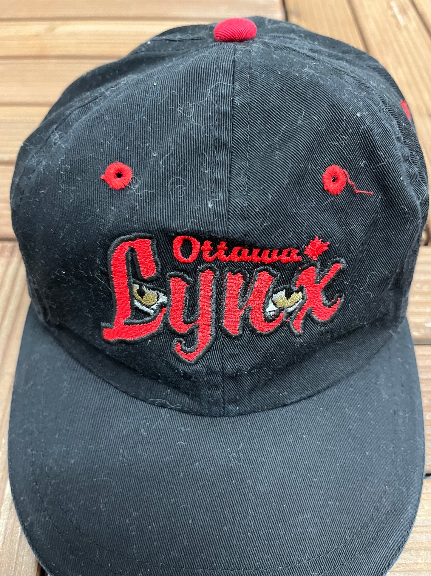 Ottawa Lynx Graphic Hat | Metal Clasp | Vintage 2000s MiLB Baseball Black Cap |