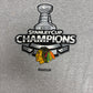 Chicago Blackhawks Stanley Cup Champions 2010 Graphic Tee | Size Large | Vintage 2000s NHL Hockey Grey T-Shirt |