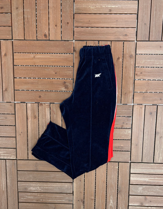 Asics Embroidered Graphic Sweat Pants | Size Small | Vintage 1980s Blue Branded Sweat Pants |