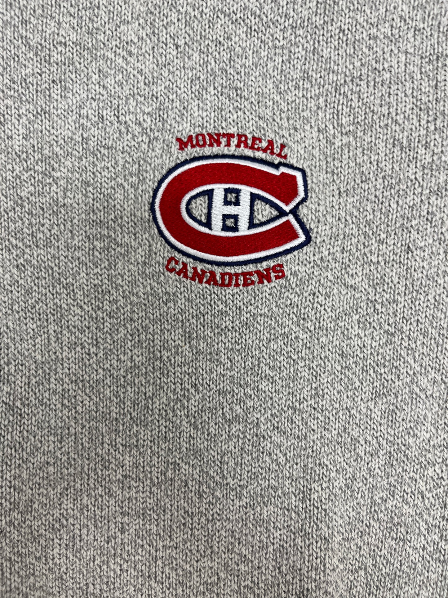 Montreal Canadiens Graphic Crewneck | Size Large | Vintage 1990s NHL Hockey Grey Knit Sweater |