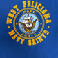 West Feliciana Navy Saints Graphic Tee | Size Large | Vintage 1990s Single Stitch Blue T-Shirt |