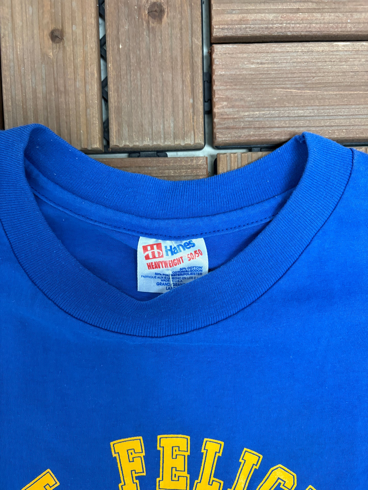 West Feliciana Navy Saints Graphic Tee | Size Large | Vintage 1990s Single Stitch Blue T-Shirt |