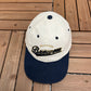 Milwaukee Brewers Graphic Hat | Strap Back | Vintage 2000s MLB Baseball White Cap |