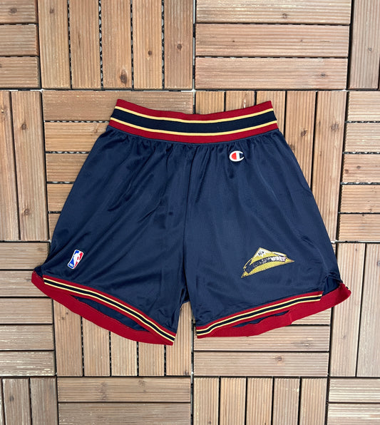 Denver Nuggets Champion Graphic Shorts | Size Large | Vintage 1990s NBA Basketball Blue Shorts |