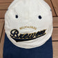 Milwaukee Brewers Graphic Hat | Strap Back | Vintage 2000s MLB Baseball White Cap |