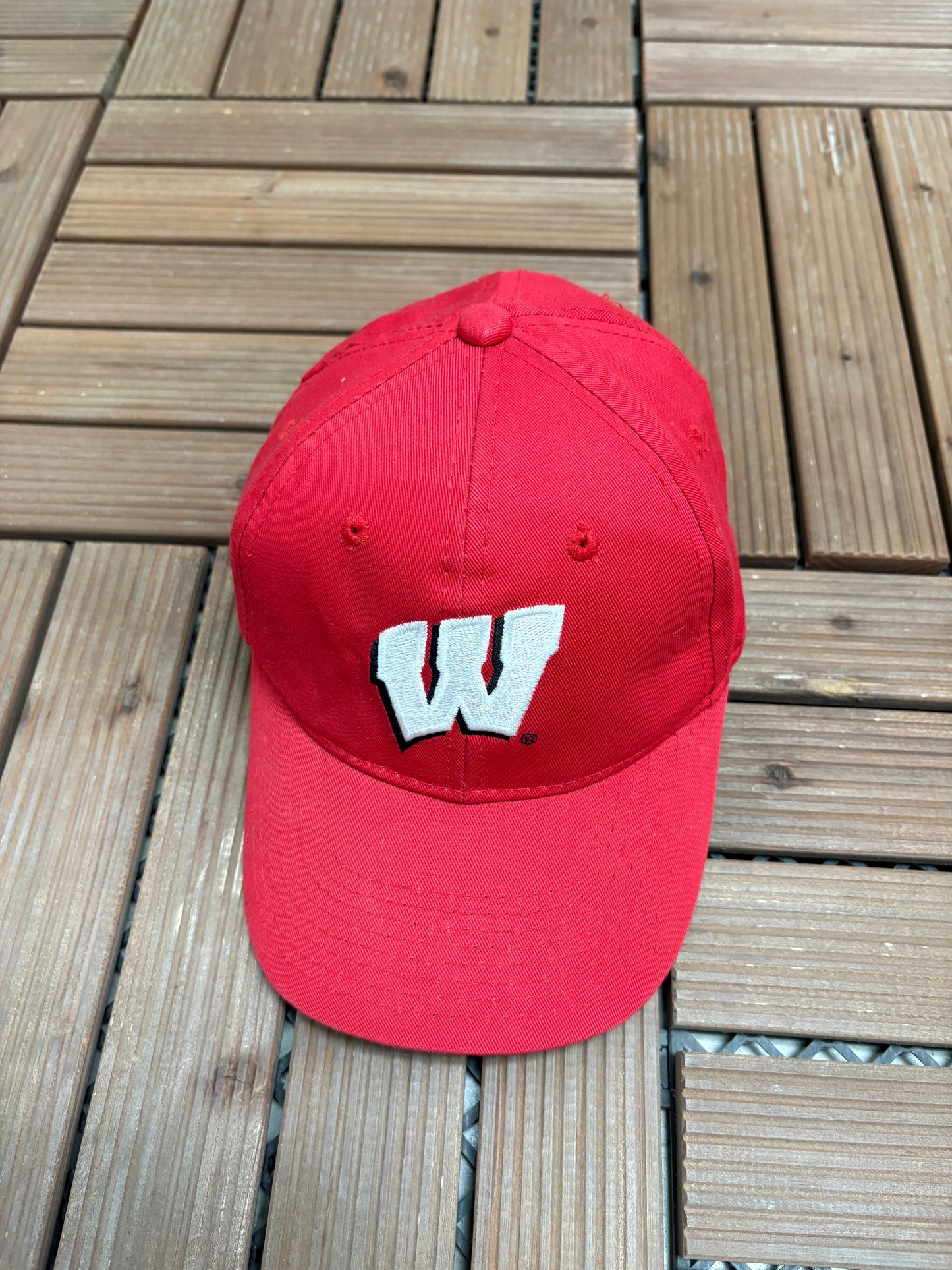 Wisconsin Badgers Embroidered Graphic Hat | Snap Back | Vintage 2000s College Sports Red Cap |