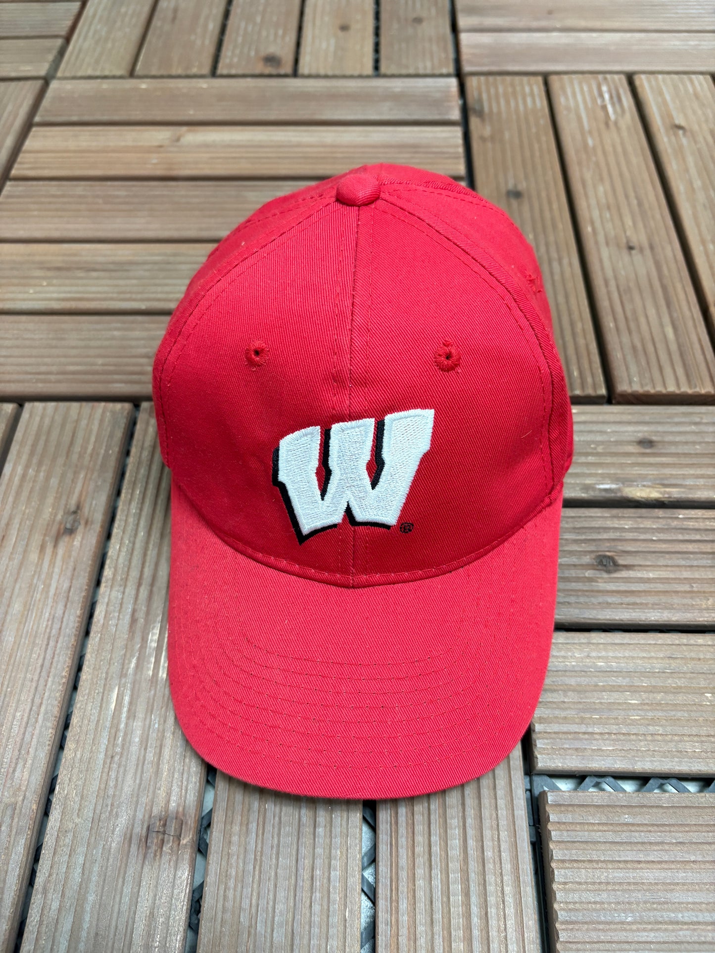 Wisconsin Badgers Embroidered Graphic Hat | Snap Back | Vintage 2000s College Sports Red Cap |