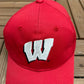 Wisconsin Badgers Embroidered Graphic Hat | Snap Back | Vintage 2000s College Sports Red Cap |