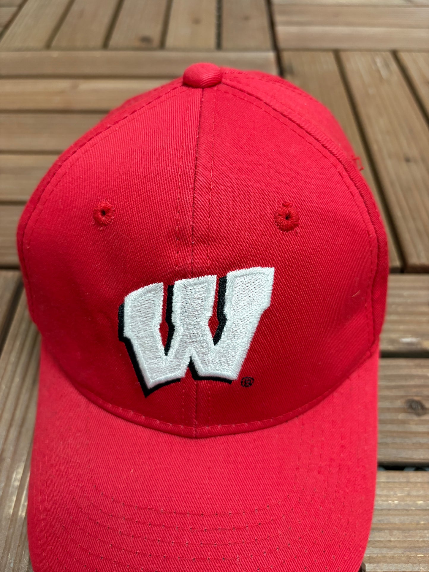 Wisconsin Badgers Embroidered Graphic Hat | Snap Back | Vintage 2000s College Sports Red Cap |
