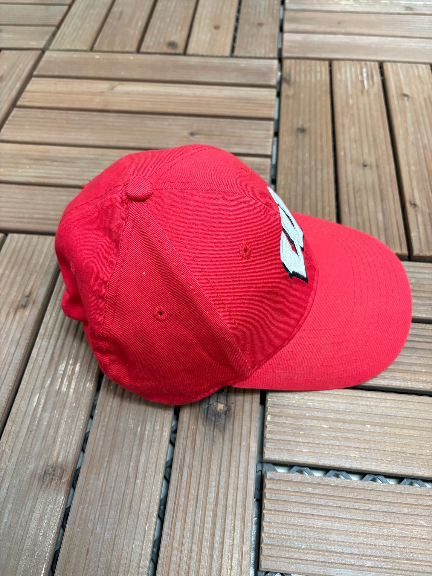 Wisconsin Badgers Embroidered Graphic Hat | Snap Back | Vintage 2000s College Sports Red Cap |
