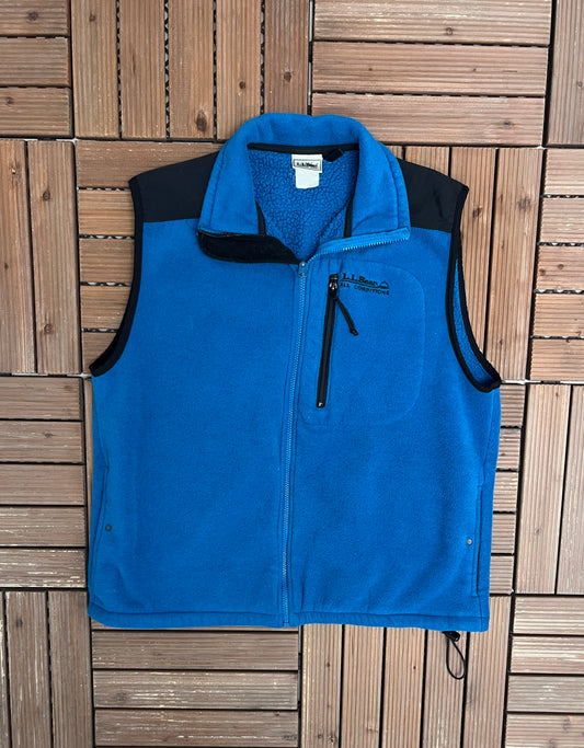 L.L. Bean All Conditions Fleece Vest | Size Medium | Vintage 1990s Branded Blue Sweatshirt |