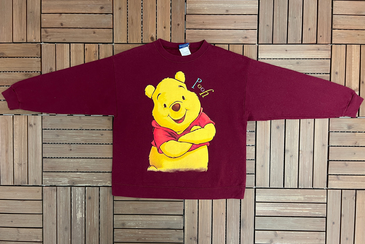 Winnie The Pooh Graphic Crewneck | Size Medium/Large | Vintage 1990s Disney Red Sweater |