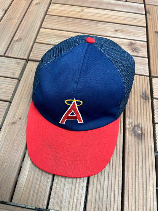 Anaheim Angels Stitched Graphic Hat | Snap Back | Vintage 1990s MLB Baseball Blue Cap |